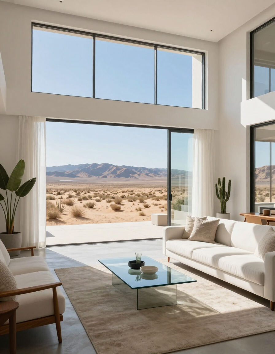 Sunlit, tidy home interior